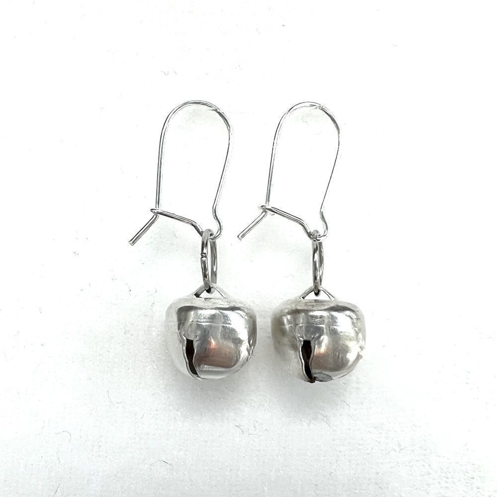 Silver Jingle Bell Dangle Earrings